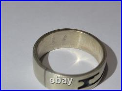 Rare Native American Troy Hoyungwa Hopi Sterling Overlay Ring Size 7.25 Signd 4g