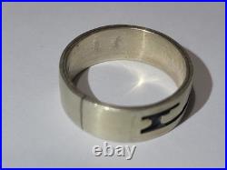 Rare Native American Troy Hoyungwa Hopi Sterling Overlay Ring Size 7.25 Signd 4g
