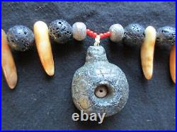 Rare Native American Turtle Pipe, On Lava Beaded Necklace, Ott-012206251