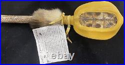 Rare Native American Wampanoag Style Turtle Rattle Snake Skin Leather Fur Beads