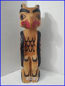 Rare Native American Wood Carved Totem Signed By Andy Wesley TsuEch