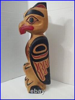 Rare Native American Wood Carved Totem Signed By Andy Wesley TsuEch