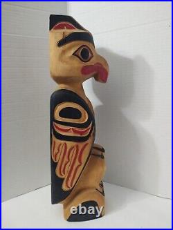 Rare Native American Wood Carved Totem Signed By Andy Wesley TsuEch