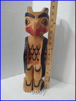 Rare Native American Wood Carved Totem Signed By Andy Wesley TsuEch