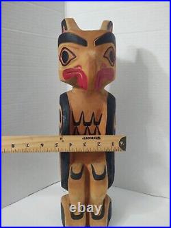 Rare Native American Wood Carved Totem Signed By Andy Wesley TsuEch