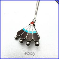 Rare Native American Zuni Cellicion Sterling Turquoise Large Sunface Bolo Tie