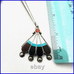 Rare Native American Zuni Cellicion Sterling Turquoise Large Sunface Bolo Tie