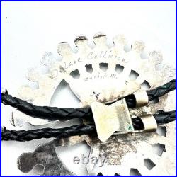 Rare Native American Zuni Cellicion Sterling Turquoise Large Sunface Bolo Tie