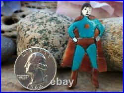 Rare Native American Zuni Navajo Carol Kee Superman Turquoise Sterling Ring 7
