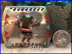 Rare Native American Zuni Sammy & Esther Guardian Turquoise Sterling Belt Buckle