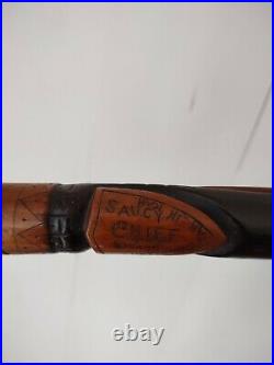 Rare Native American carved wood walking stick Chief Saucy Osage Oklahoma signed