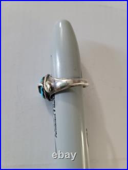 Rare! Native Effie Calavaza Zuni Sterling Snake Turquoise Ring