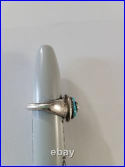 Rare! Native Effie Calavaza Zuni Sterling Snake Turquoise Ring