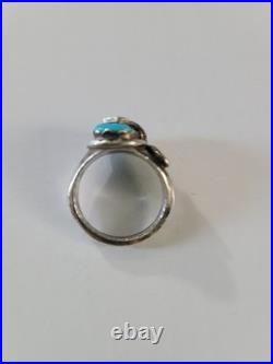 Rare! Native Effie Calavaza Zuni Sterling Snake Turquoise Ring