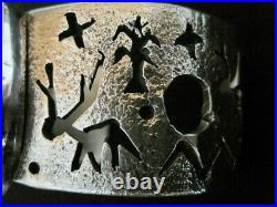 Rare Navaj ORVIL JACK Turquoise Sterling Silver'Petroglyph BraceletSTU BILLIE