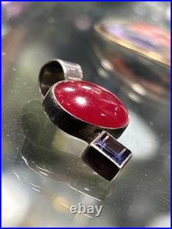 Rare Navajo Benjamin Piaso Jr Sterling 925 Silver Pendant Bloodstone With Amethyst