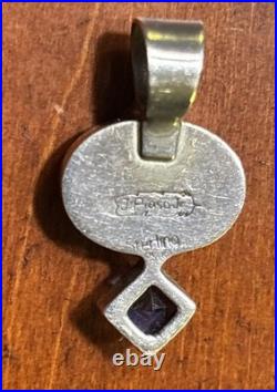 Rare Navajo Benjamin Piaso Jr Sterling 925 Silver Pendant Bloodstone With Amethyst