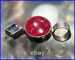 Rare Navajo Benjamin Piaso Jr Sterling 925 Silver Pendant Bloodstone With Amethyst