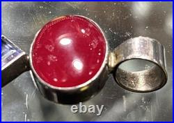 Rare Navajo Benjamin Piaso Jr Sterling 925 Silver Pendant Bloodstone With Amethyst