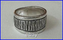 Rare Navajo Hopi Artisan Kee Yazzie Sterling Silver Bark Bamboo Size 6 Band Ring