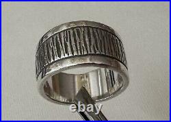 Rare Navajo Hopi Artisan Kee Yazzie Sterling Silver Bark Bamboo Size 6 Band Ring