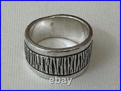 Rare Navajo Hopi Artisan Kee Yazzie Sterling Silver Bark Bamboo Size 6 Band Ring