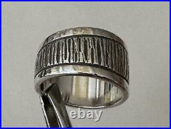 Rare Navajo Hopi Artisan Kee Yazzie Sterling Silver Bark Bamboo Size 6 Band Ring