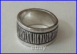 Rare Navajo Hopi Artisan Kee Yazzie Sterling Silver Bark Bamboo Size 6 Band Ring