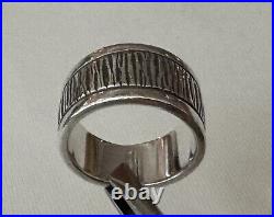 Rare Navajo Hopi Artisan Kee Yazzie Sterling Silver Bark Bamboo Size 6 Band Ring