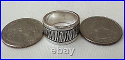 Rare Navajo Hopi Artisan Kee Yazzie Sterling Silver Bark Bamboo Size 6 Band Ring