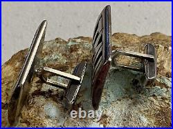 Rare Navajo KENNETH BEGAY Signed Thick Sterling Silver Cufflinks & Tie Tack Set
