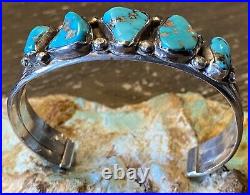 Rare Navajo MARK CHEE Sterling & Rare Gem Blue Turquoise Cuff Bracelet No Reserv