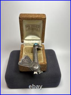 Rare Navajo Native American Sterling Silver & Turquoise Turkey Bird Brooch Rare Navajo Native American Sterling Silver & Turquoise Turkey Bird Brooch
