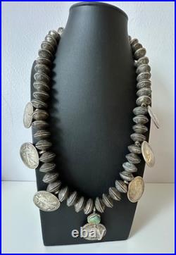 Rare Navajo Native American Turquoise mercury dime walking liberty coin Necklace