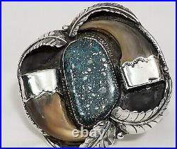 Rare Navajo Number Eight Turquoise & Bear Claw Bracelet Signed