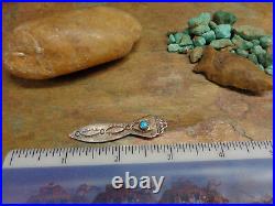 Rare Navajo Stamped Sterling Turquoise Bookmark Native Old Pawn Fred Harvey