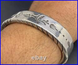 Rare Navajo WES WILLIE Handwrought Ingot Sterling Silver Cuff Bracelet 117+ Gram