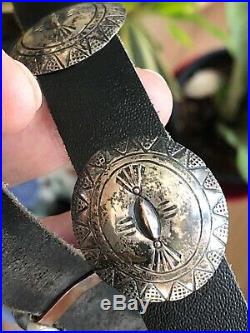 Rare Nice! Old Navajo Southwestern Vintage Sterling Silver Signed Concho Belt