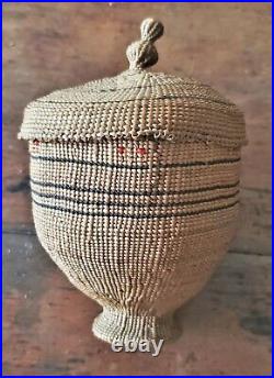 Rare Northern California Native American Karuk Yurok Hupa Lidded Pedestal Basket