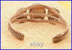 Rare Number 8 Turquoise and Coral 1960-1970 Tribal Cuff, Sterling, Unsigned