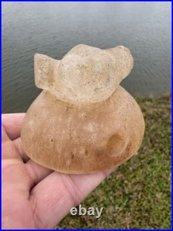 Rare Offering Native American Quartz Carved Popeyed Birdstone Artifact Drilled