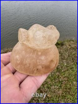 Rare Offering Native American Quartz Carved Popeyed Birdstone Artifact Drilled