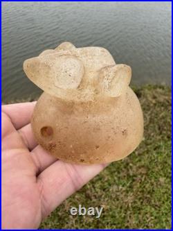 Rare Offering Native American Quartz Carved Popeyed Birdstone Artifact Drilled