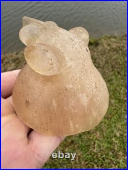 Rare Offering Native American Quartz Carved Popeyed Birdstone Artifact Drilled