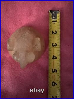 Rare Offering Native American Quartz Carved Popeyed Birdstone Artifact Drilled