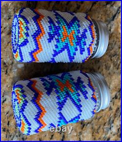 Rare Ojibwe Native American Fully Beaded Salt and Pepper Shakers