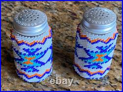 Rare Ojibwe Native American Fully Beaded Salt and Pepper Shakers