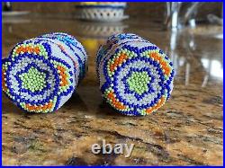 Rare Ojibwe Native American Fully Beaded Salt and Pepper Shakers