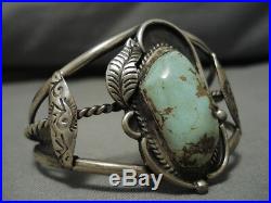 Rare Old Deposit Royston Turquoise Vintage Navajo Sterling Silver Bracelet Old