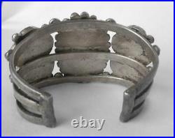 Rare Old Leekya Deyuse Zuni Silver Carved Bear Fetish Turquoise Cuff Bracelet